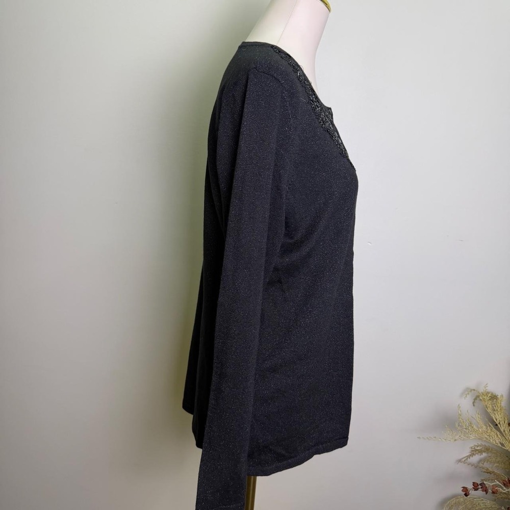 Jaclyn Smith Black Beaded Sequin Cardigan Sweater NWT Vintage - Picture 3 of 6